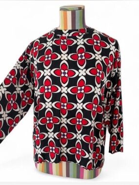 Sandro Paris Silk Geometric Floral Blouse Top